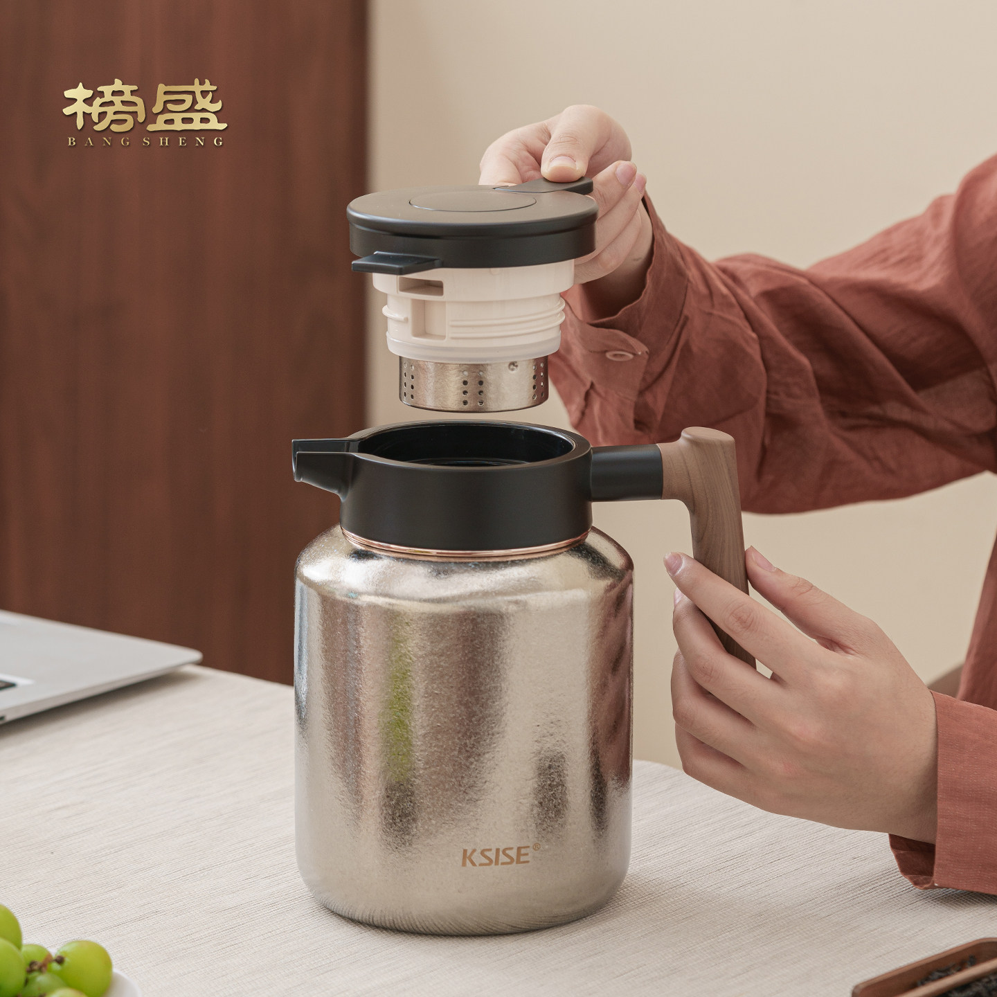 榜盛纯钛焖茶壶家用办公高档白茶红茶闷茶壶带温显大容量保温壶,淘宝优惠券,粉丝福利购,淘宝优惠卷