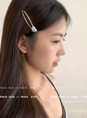 韩系少女爱心珍珠发夹边夹侧边夹