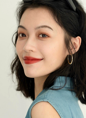 金色素圈耳环女夸张圈圈大耳圈