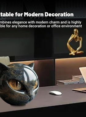 新款Flairgifts Luxury Black Cat Stone Sculpture 奢华黑猫石雕