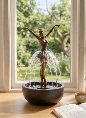 跨境legant Ballerina Tabletop Water Fountain芭蕾舞女喷泉摆件