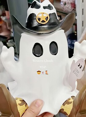 幽灵摆件牛仔幽灵雕像树脂工艺品摆件万圣节装饰品家居桌面小摆件