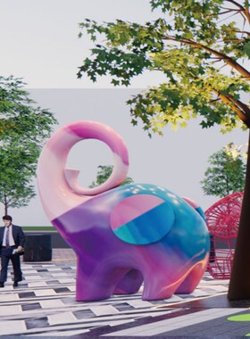 极速抽象大象摆件l户外玻璃钢雕塑园林景观别墅小区售楼部仿真动