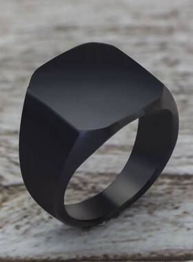 极速2021 Fashion Simple Stvyle Black Square Ring Classic Rin