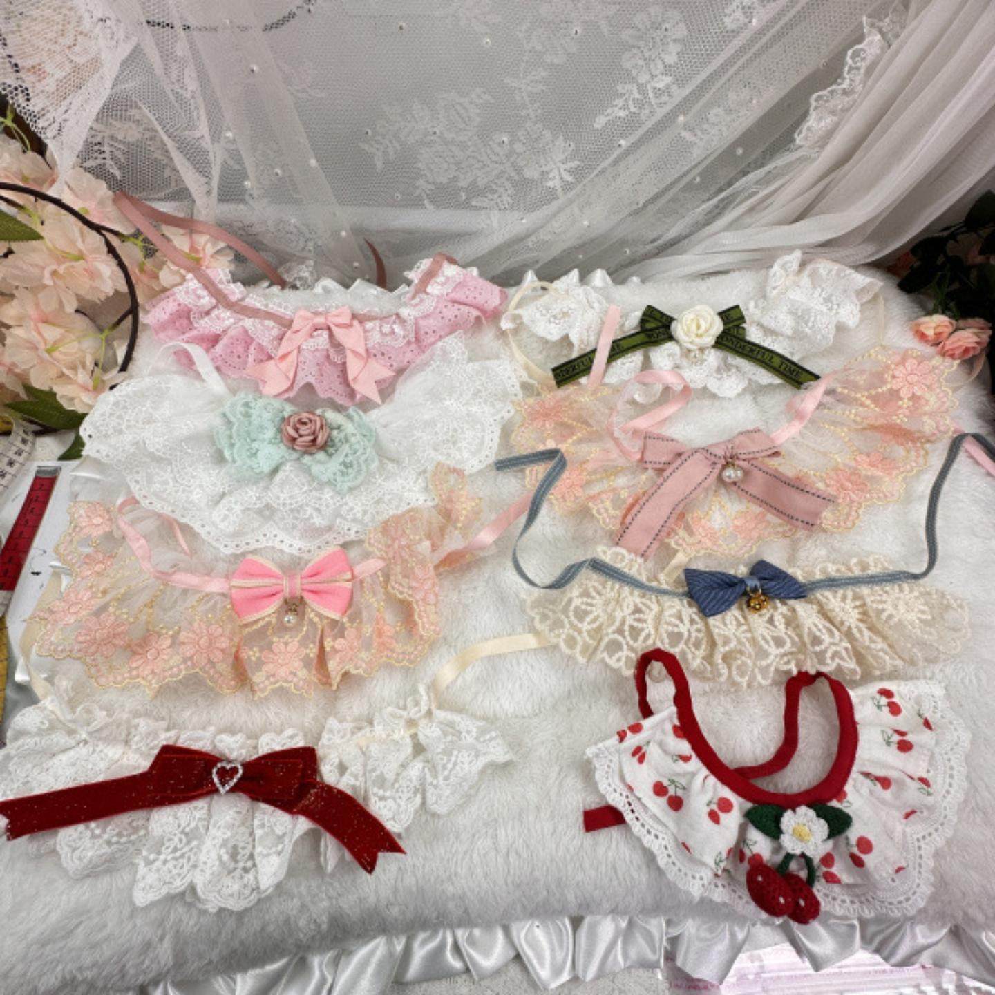 韩版蝴蝶结宠物蕾丝假领花边口水巾格子狗狗饰品猫咪围嘴法牛围巾,淘宝优惠券,粉丝福利购,淘宝优惠卷