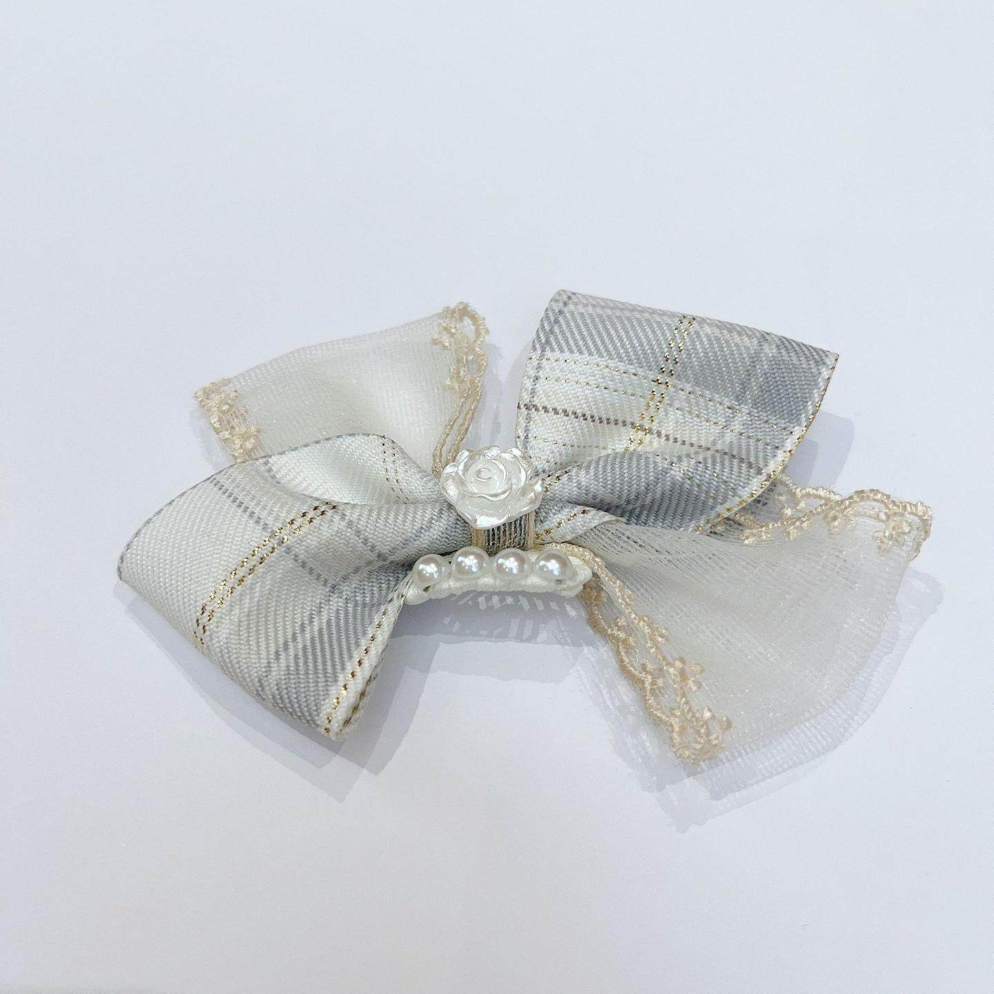 约克夏夹子宠物发饰马尔济斯蝴蝶结发卡灰色格子小狗梳夹比熊狗狗,淘宝优惠券,粉丝福利购,淘宝优惠卷