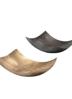 现代复古做旧中式进口铝制金属果盘摆件样板间民R宿酒店宅寂风装