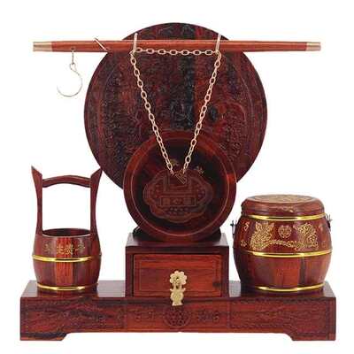 结婚套装贵子子孙桶庆用品三件套红实木早生摆件安床新娘女方陪嫁 虎窝淘