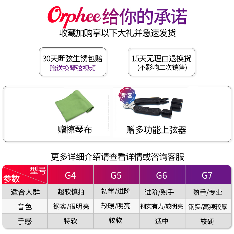 Orphee奥路菲琴弦电吉他琴弦双层镀膜防锈火枪系列电吉他弦线全套 - 图0