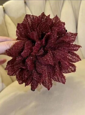 玫瑰花抓夹日韩欧根纱蝴蝶优雅气质发夹后脑勺盘发布艺抓夹发饰品