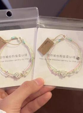 爆款莲花幻彩色手工编织手绳小众轻奢颜值手链百搭轻奢