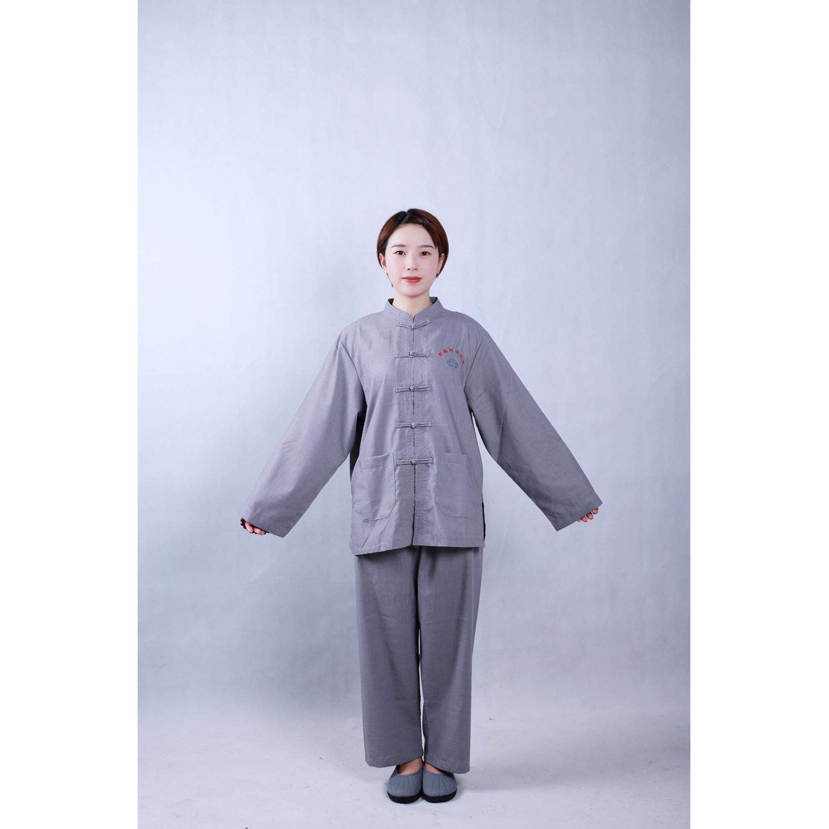 新式佛衣佛系禅意禅修服海青居士服女男套装夏季加厚纯棉麻盘扣海 - 图2