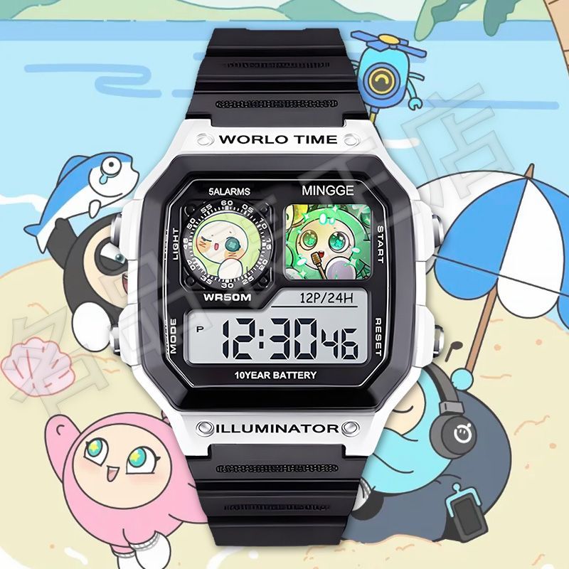 小黑小蓝小粉蛋仔派对手表学生防水电子手表卡通可爱周边男女同款 - 图2