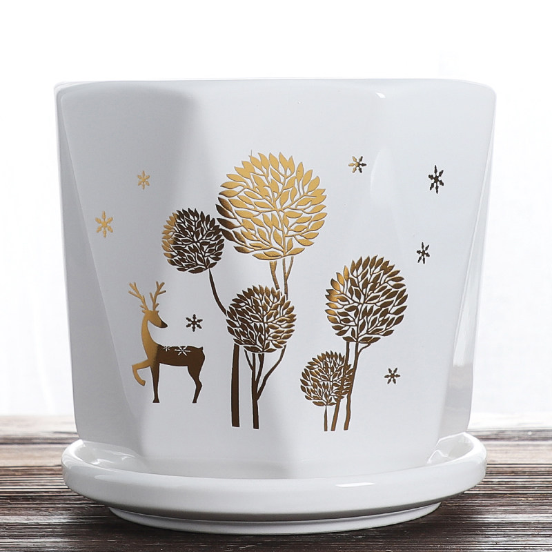 北欧风花盆陶瓷个性创意蝴蝶兰花大号带托盘绿萝特价清仓多肉花盆,淘宝优惠券,粉丝福利购,淘宝优惠卷