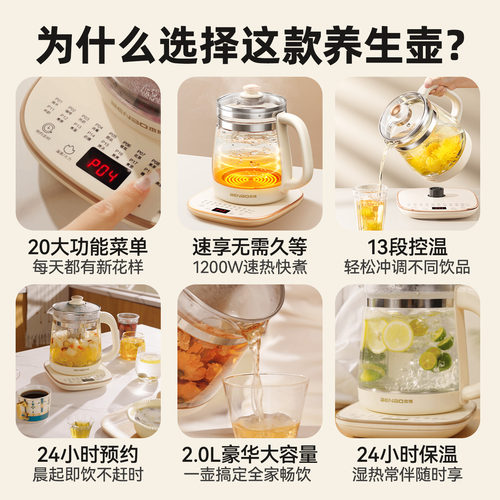 德国本博养生壶办公室小型家用炖煮一体玻璃煮茶器2026新款烧水壶 - 图1