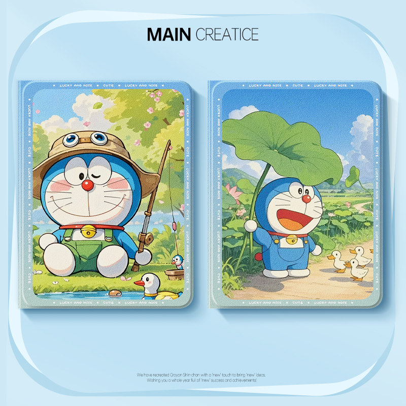 适用苹果ipadair7平板保护套新款mini7女生pro2024防摔ipad11带笔槽10代轻薄air5/6/4创意保护壳6/5哆啦A梦,淘宝优惠券,粉丝福利购,淘宝优惠卷