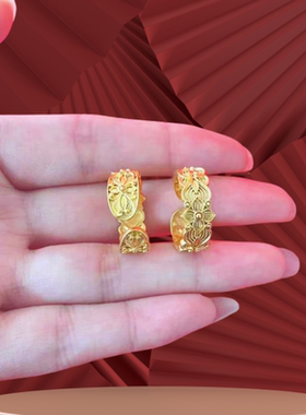 水贝黄金店同款金包银印花戒指女