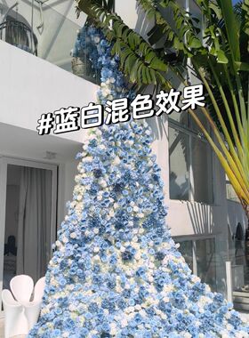古风蓝色玫瑰瀑布商场引
