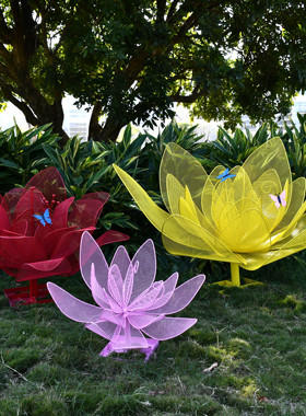 户外镂空花朵雕塑不锈钢铁艺植物摆件园林景观售楼部小区草坪装饰