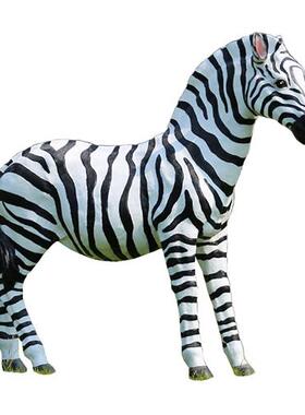 户外仿真斑马雕塑玻璃钢花园庭院园林小品景观装饰动物模型马摆件