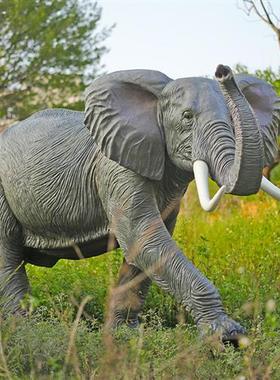 园林景观雕塑玻璃钢大型仿真动物大象模型幼儿园户外草坪装饰摆件