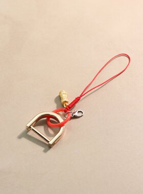 浅金色D形马蹄扣钥匙扣红色软胶环红绳葫芦坠手机细挂绳DIY挂饰绳