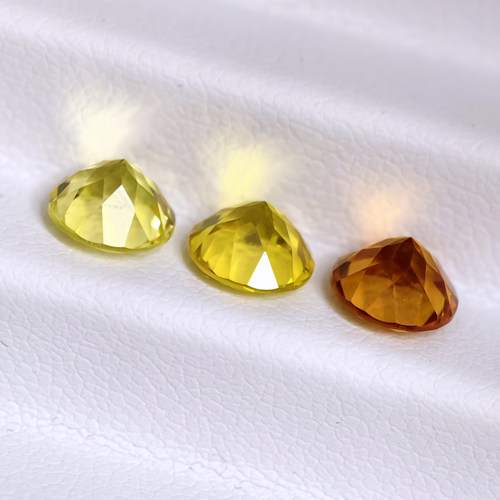 【过测钻笔 硬度9】黄蓝宝石圆形1克拉培育宝石戒指戒面裸石主石 - 图1