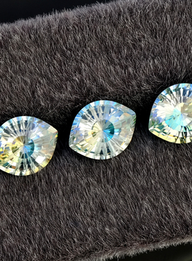 【雾中翠】眼眸切蓝绿色渐变彩色裸石戒面吊坠耳钉diy配石未镶嵌