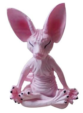 冥想猫打坐思考猫独立站树脂工艺品家居田园工艺品办公室桌面摆件