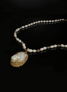 套装天然巴洛克珍珠项链自然形状亮丽气质贵族款毛衣链厂家直供