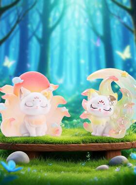 新款七夕礼物古风办公装饰涂山九尾狐小盲盒树脂桌面摆件送礼