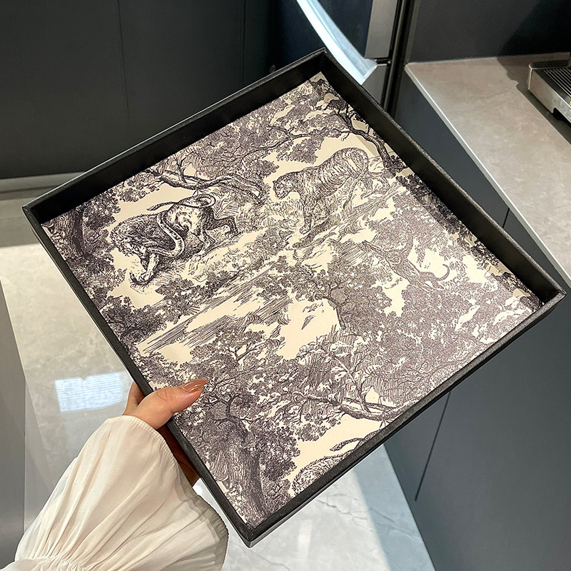 高级感茶杯水杯零食收纳盘托盘创意花卉长方形茶盘水果盘子家用,淘宝优惠券,粉丝福利购,淘宝优惠卷