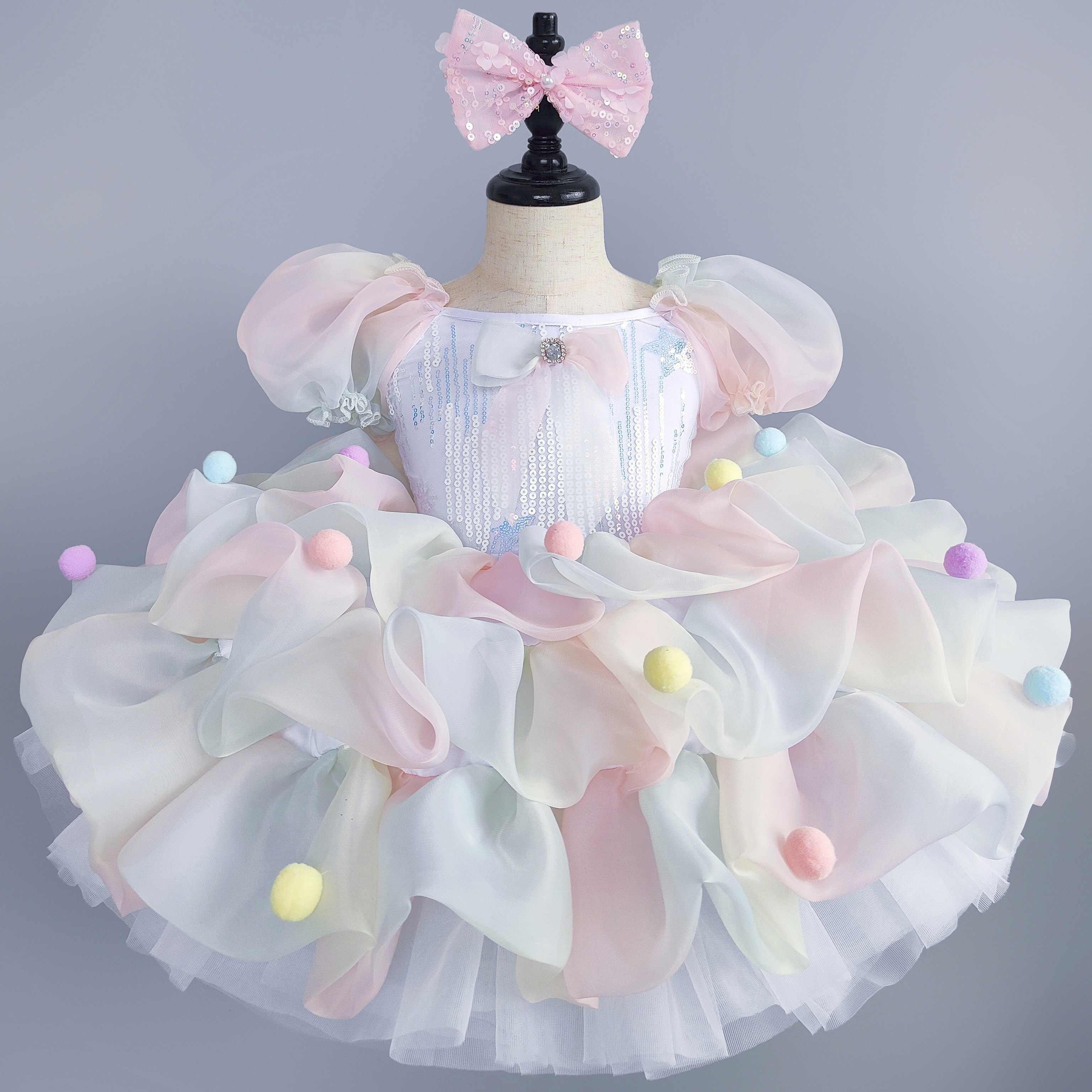 儿童芭蕾舞裙女童蓬蓬纱小天鹅演出服亮片七彩可爱汇演机构表演服,淘宝优惠券,粉丝福利购,淘宝优惠卷