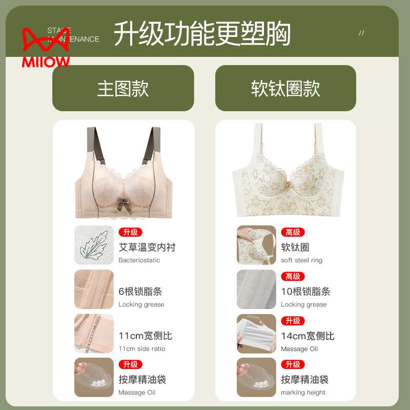 猫人女显大防下垂收副乳性感文胸罩 猫人明曦文胸