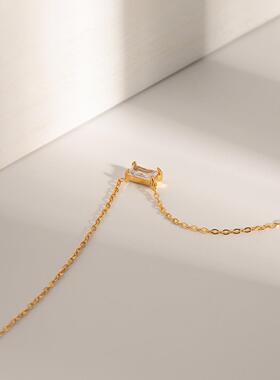 亚马逊跨境吊坠不锈钢简约风项链欧美时尚不掉色夸张几何镶钻项链