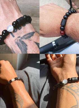 亚马逊跨境热卖石头珠子手链男十二星座情侣款手饰外贸饰品