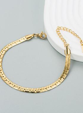 欧美跨境时尚热销爆款男女通用钛钢手链不锈钢精美嘻哈不褪色手链