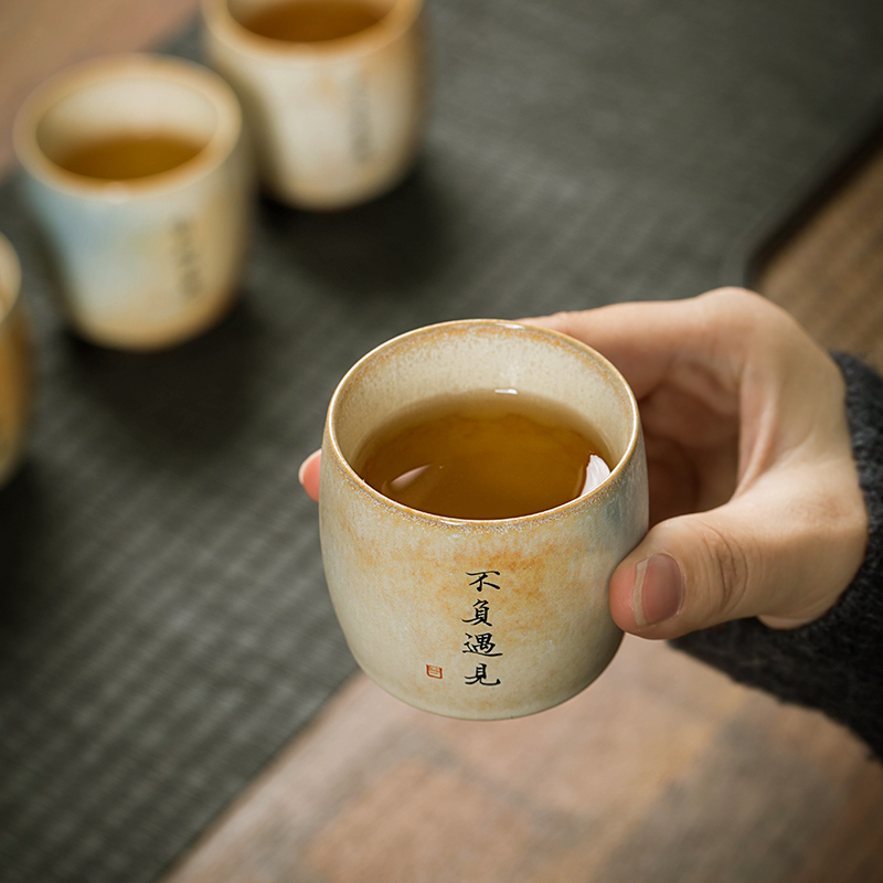 景德镇纯手工陶瓷窑变釉茶杯志野烧主人杯品茗杯私人定制刻字杯子