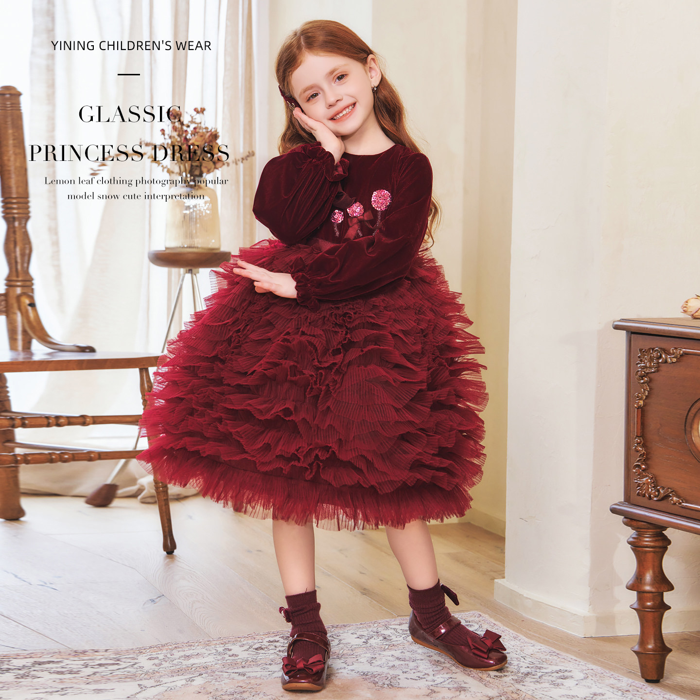 新年女童连衣裙儿童丝绒公主裙冬季大宝宝童装小女孩红色裙子秋冬,淘宝优惠券,粉丝福利购,淘宝优惠卷