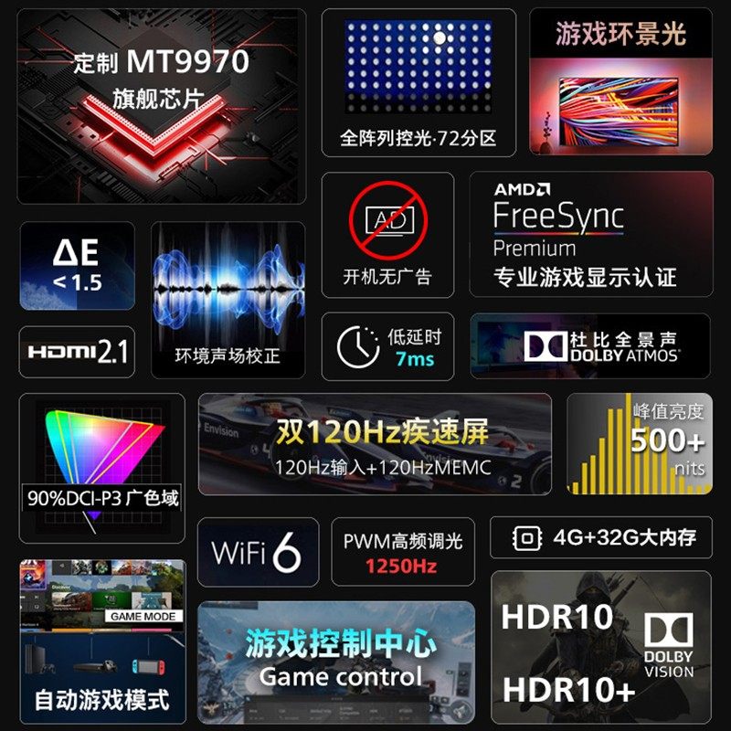 philips /飞利浦65英寸游戏全面屏 飞利浦电视游戏电视