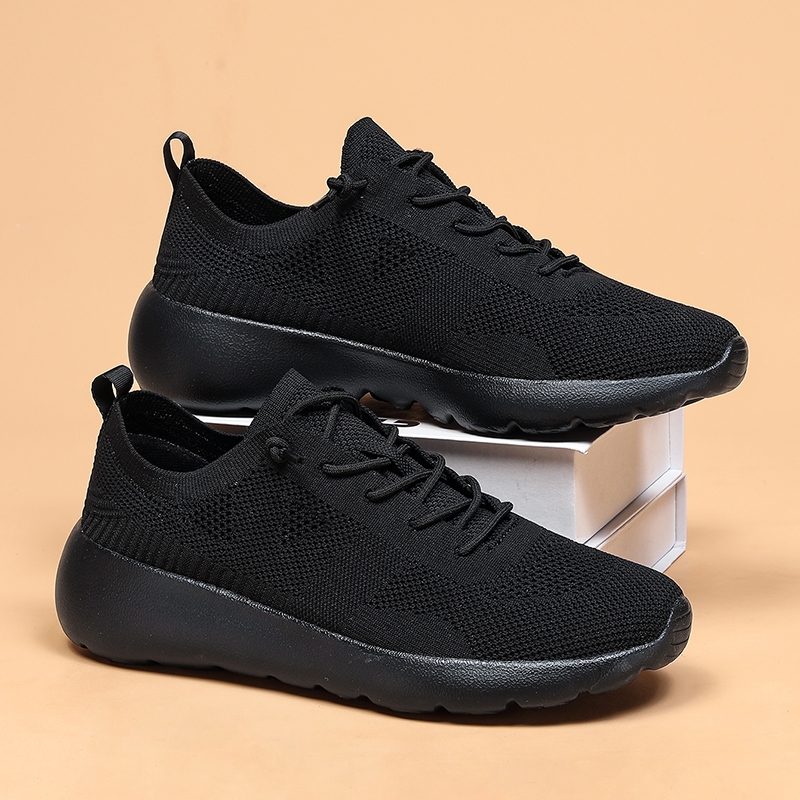 撤柜多运动走路鞋秋冬新款男女鞋一脚蹬懒人鞋子休闲飞织网面防滑 - 图1