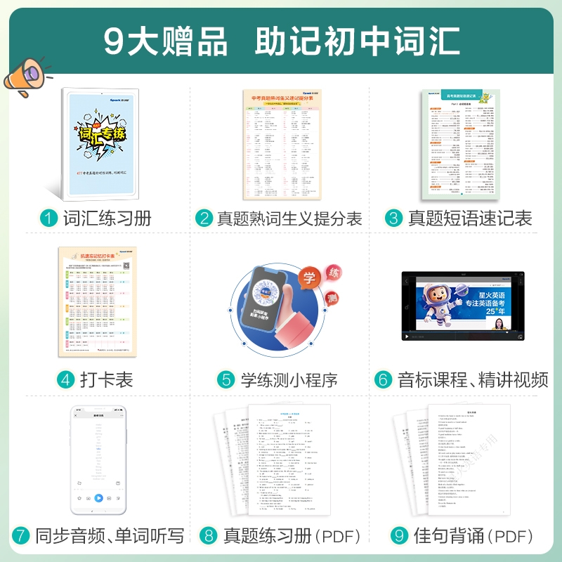 星火英语初中英语词汇2025中考英语词汇乱序版初中英语单词书3500词汇必背手册初一二初三七八九年级必背考纲词汇单词记背单词大全