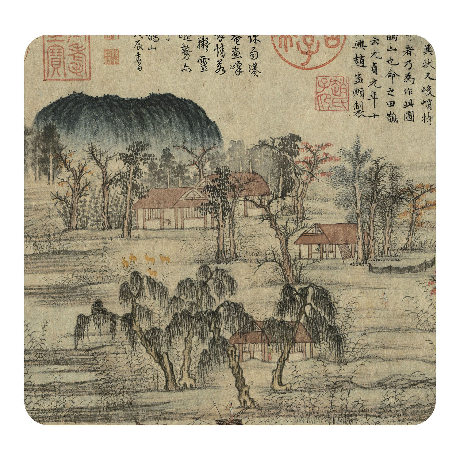 元代赵孟頫画《鹊华秋色图》高清微喷原大复制品仿古代字画装饰画,淘宝优惠券,粉丝福利购,淘宝优惠卷