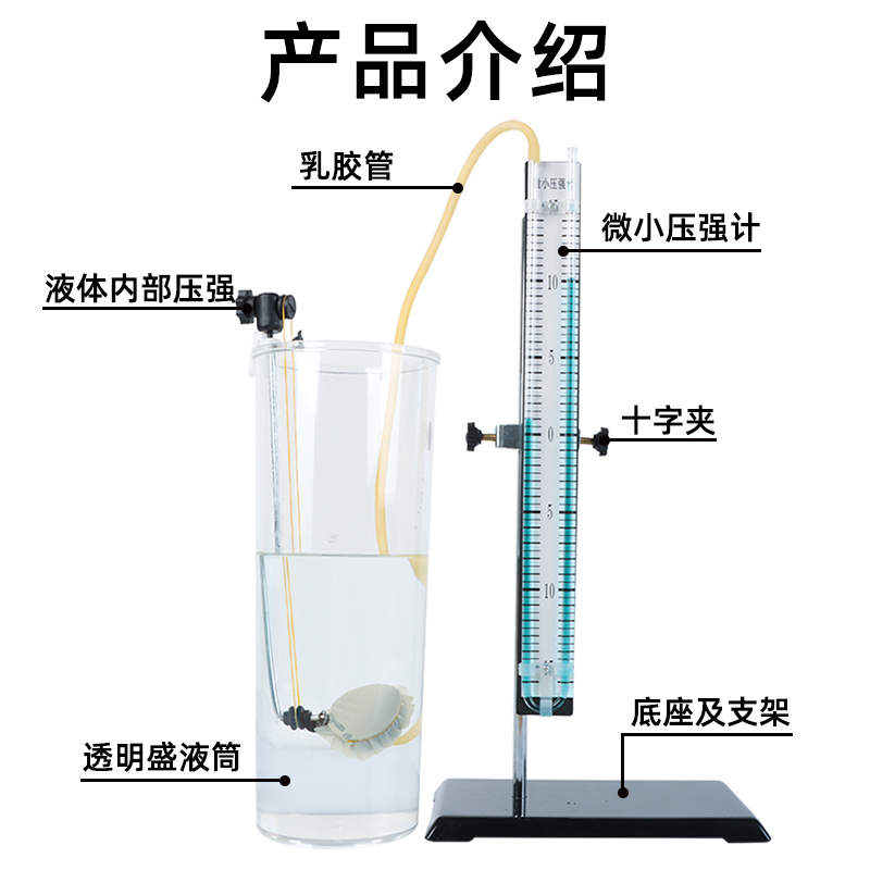 液体内部压强实验器材微小压强透明盛液筒液体压强计液体内部压强与深度关系U形实验演示器物理力学教学仪器 - 图0