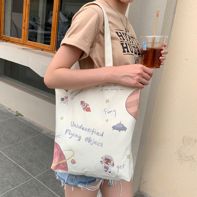 女夏2022年新款布兜单肩学生帆布包 qtj女士包袋