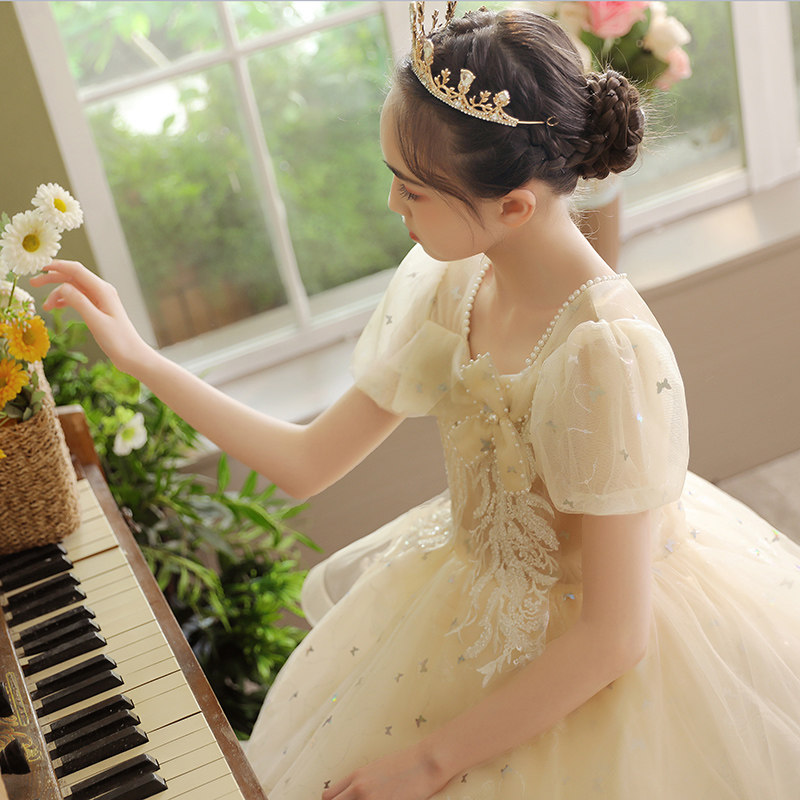 夏季儿童礼服公主裙高端女童钢琴演出服洋气小主持人生日花童婚纱,淘宝优惠券,粉丝福利购,淘宝优惠卷