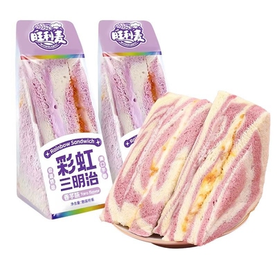 旺利麦四层芋泥三明治夹心面包早餐代餐吐司即食宿舍懒人休闲小吃