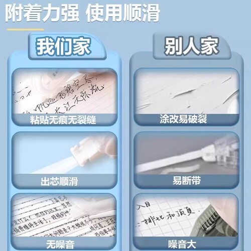 修正带初中生专用晨光高颜值静音优品小学生黑科技涂改耐摔无痕去字大容量改正带女生初30米批发顺滑透明白色 - 图2