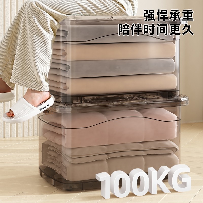 透明收纳箱家用塑料整理箱衣服大容量储物箱子书本零食玩具收纳盒