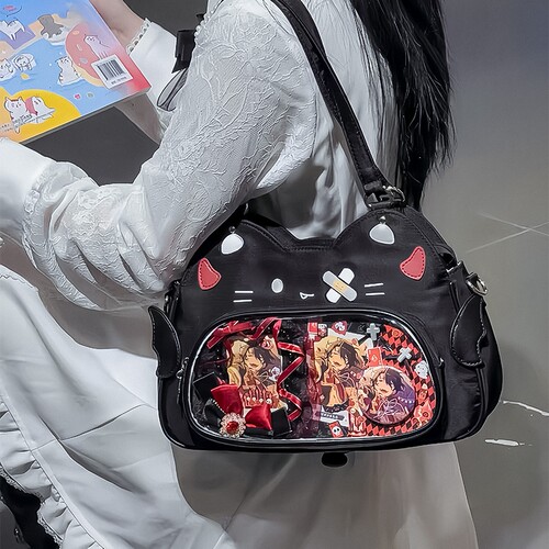 猫猫y2k小食量痛包单肩斜挎包学生党日常百搭二次元谷子吧唧娃包 - 图1